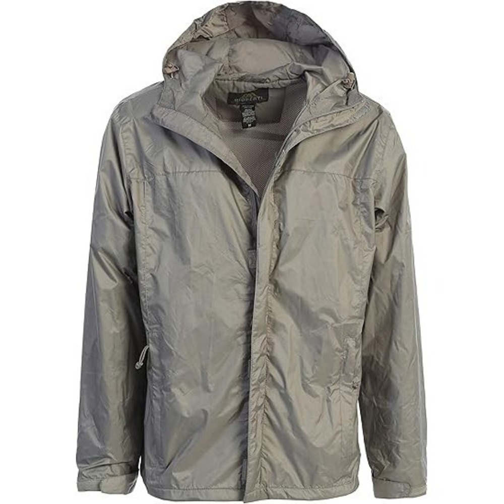 Men's Waterproof Rain Jacket With Mesh Lining and Carrying Bag - Gray  (X-Large)